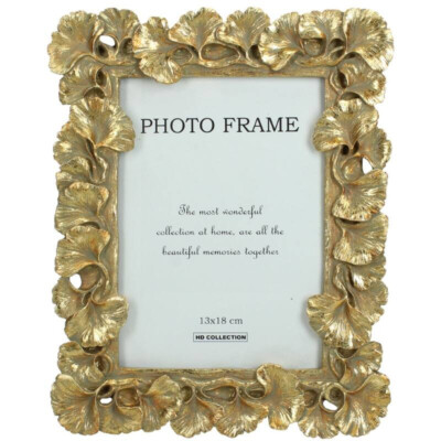Edel Bilderrahmen 13x18  cm Bilderrahmen Blatt Gold 20x2x24cm