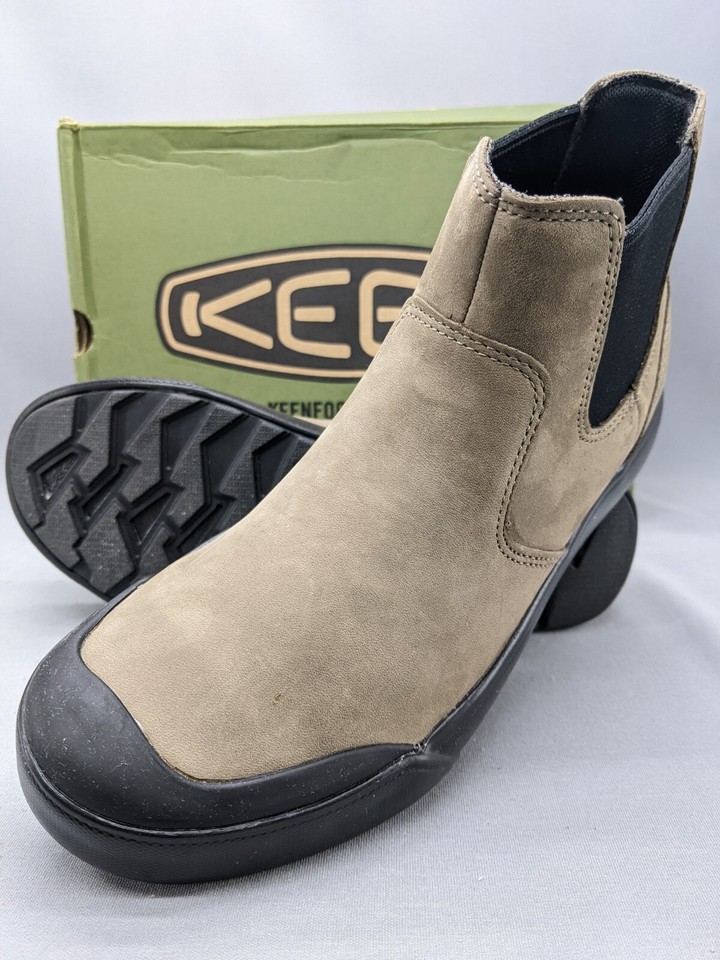 Keen Women’s Elena Chelsea Waterproof Pull On Boots, Plaza Taupe/Black