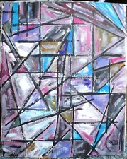 IN THE ZONE abstract 8x10 oil painting card panel  original art signed Crowell