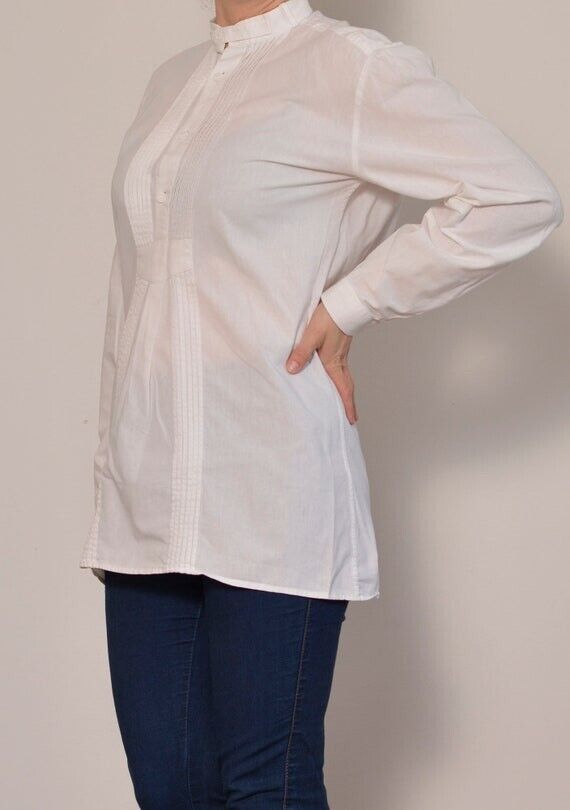 Size 6 | Pintuck Design White Tunic Shirt Trachte… - image 6