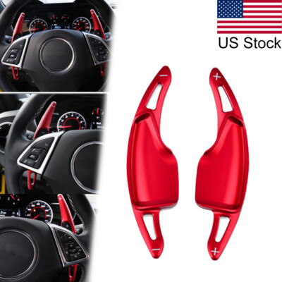 2PCS Red Steering Wheel Shift Paddle Shifter Extensions For 16-22 Chevy Camaro