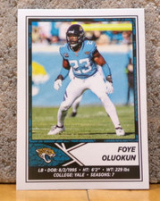 PANINI FOOTBALL STICKER TRADING CARD JACKSONVILLE JAGUARS FOYE OLUOKUN YALE