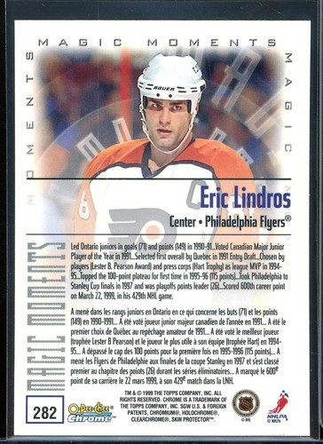 1999-00 O-Pee-Chee Chrome #282C Eric Lindros MM/1995 Hart Trophy - Picture 2 of 2