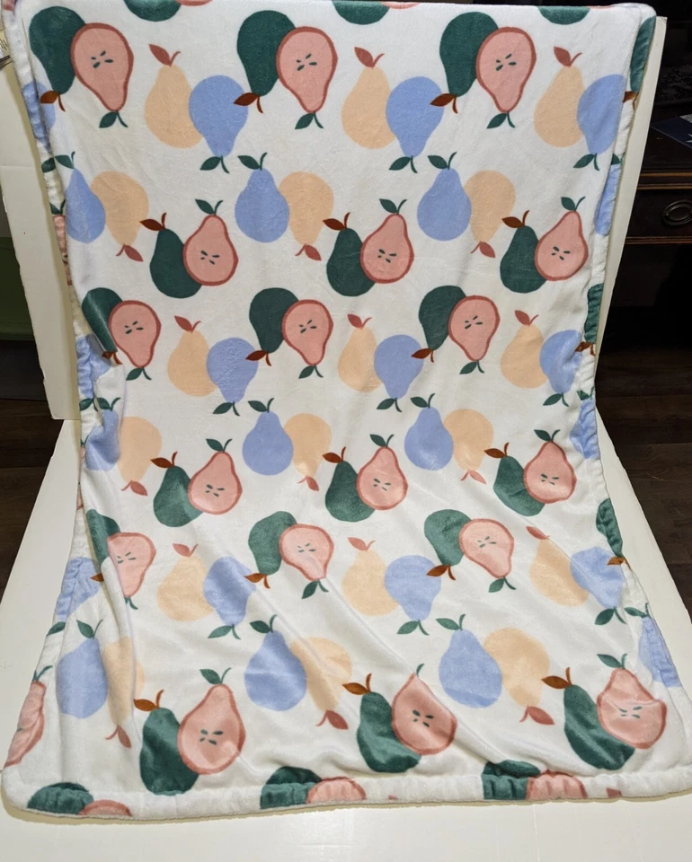 Manta bebé Carters talla única blanca pera fruta rosa verde azul Lovey 30"X40" Foto 3 de 4