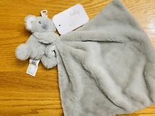 KELLY BABY SECURITY BLANKET KOALA BEAR FURRY GRAY RATTLE at Top Corner FULL BODY