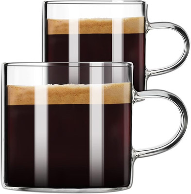 PARACITY Espresso Cups Set of 2, Espresso Shot Glass 4.3 OZ, Glass Expresso Smal