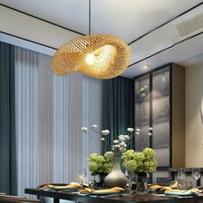 Bamboo Wicker Rattan Shade Pendant Light Fixture Art Asian Hanging Ceiling Lamp
