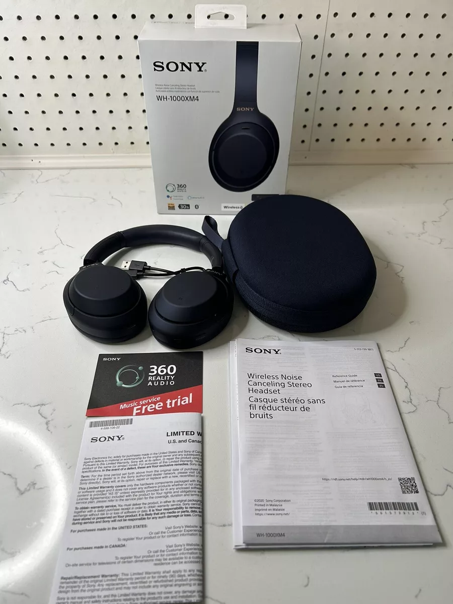 Sony WH-1000XM4 On Ear Wireless Headphones - Midnight Blue Open