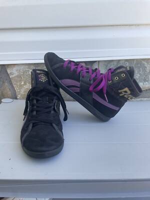 RARE Reebok Classic Men's Boxing Wrestling Shoes Black Purple Size