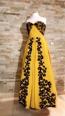 yellow black gown