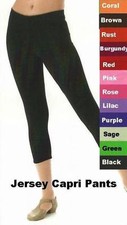 Capri Pants New Dance Costume Matte Jersey Color  Size Choice Tap Practicewear
