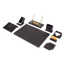 12 PCS Leather Desk Organizer Set-Office Desk Accessories-Black Leather Desk Set