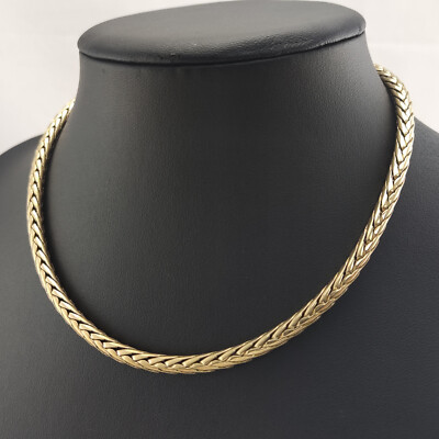   Pierre Lang Halskette Collier Anhänger Strick Kette Perle Magnet Gold Go 49  