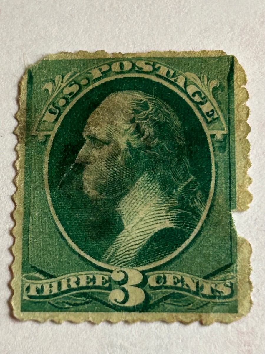 1873-1875 GEORGE WASHINGTON 3 CENT U.S. GREEN RARE POSTAGE STAMP  display picture 1