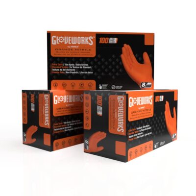 HD Orange Nitrile Industrial Disposable Gloves, Mil, Latex-Free