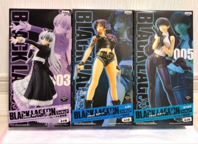 Black Lagoon 003 & 004 & 005 Revy & Roberta & Gretel Figure Set Rare NEW Japan