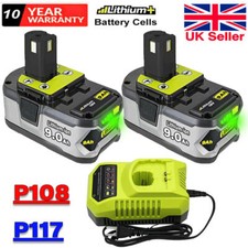 2x For Ryobi One+ Plus 18V 6Ah 9Ah Battery P108 RB18l13 RB18l50 RB18L40 Charger