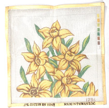 Hand Painted Cotton Needlepoint Canvas 12x12 inch Floral Design