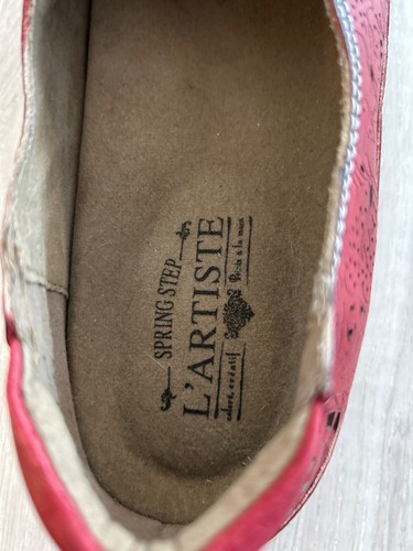 L'Ariste Spring Step Red Libora Women's Handpainted Leather Loafer Size 40 - Picture 5 of 13