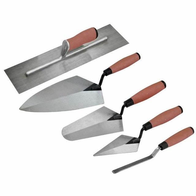 5pc Soft Grip Trowel Set Hand Brick Plastering Builder Pointing for
