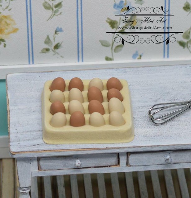 16 Dollhouse Miniature Eggs with Egg Carton/ Doll Food D86 eBay