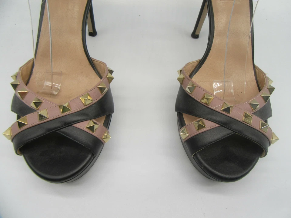 VALENTINO Rockstud Negro y Nude Plataforma Tobillo Correa Tacones Talla 40.5 Foto 3 de 4