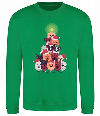 Weihnachten Hunderasse Baum Sweatshirt Erwachsene Kinder Pullover Geschenk Pulli lustig Xmas