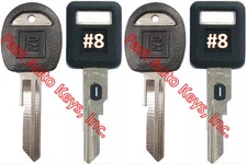 NEW GM Single Sided VATS Ignition Keys #8 (PAIR) + Doors/Trunk OEM Keys (PAIR)