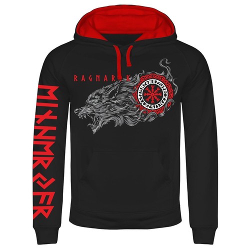 Suéter con capucha para hombre Tyr Fenriswolf Odín muerte Valhalla hundimiento vikingo - Imagen 3 de 3
