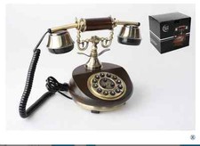 TELEFONO CLASSICO  DA TAVOLO IN LEGNO STILE D'EPOCA ANTIQUARIATO 