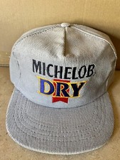 Vintage 80s 90s Gray Grey Corduroy Michelob Dry Beer Flatbill Hat NEW UNWORN