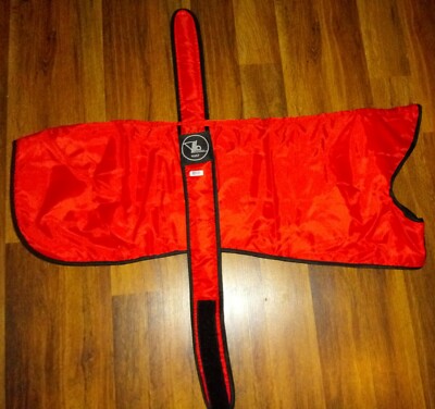 YLOZ RED GREYHOUND WATERPROOF PADDED COTTON LINED DOG COATS SIZE 28'' 30'' 32''