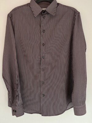 Armani Collezioni Mens Red / White Long Sleeve Striped Dress Shirt Sz M - Nice!