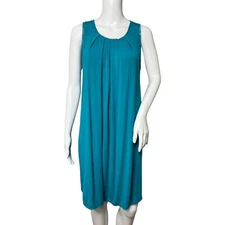 Umgee Dress Women Small Turquoise Blue Mini Shift Crochet Tank Dress Summer