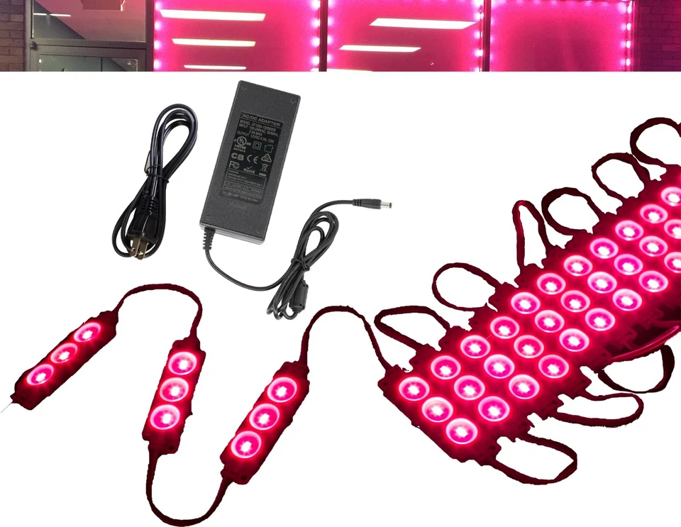 LEDUPDATES 40ft STOREFRONT Magenta Hot pink LED LIGHT 5630 MODULE With UL power - Image 3 of 4