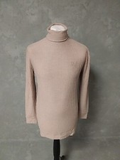 SikSilk Mens Beige L/S Brushed Rib Knit Turtle Neck Medium