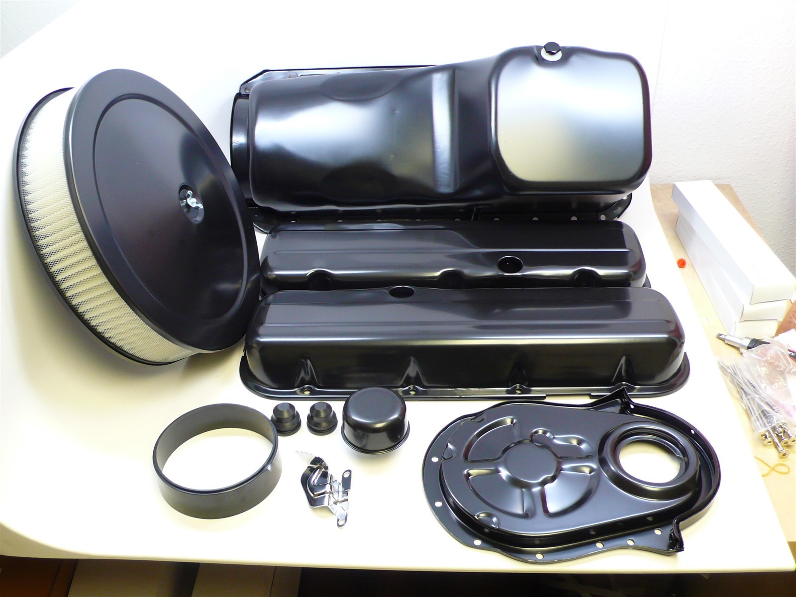 Black BBC Big Block Chevy Engine Dress Up Kit Oil Pan Aircleaner 396