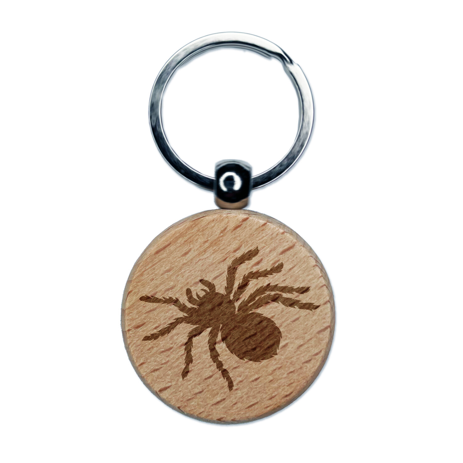 Tarantula Spider Solid Engraved Wood Round Keychain Tag Charm