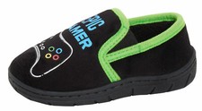 Boys Epic Gamer Slippers Kids Gaming Slip On Mules Warm Fleece Lined House Shoes