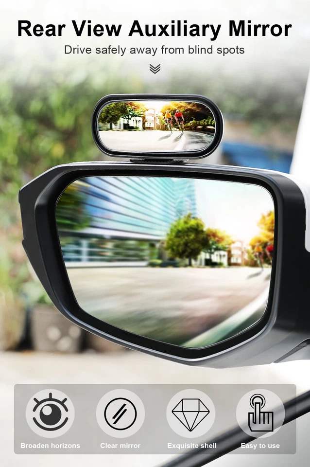 Espejo retrovisor lateral coche espejos de punto ciego ajustables para aparcamiento auxiliar  Foto 4 de 4