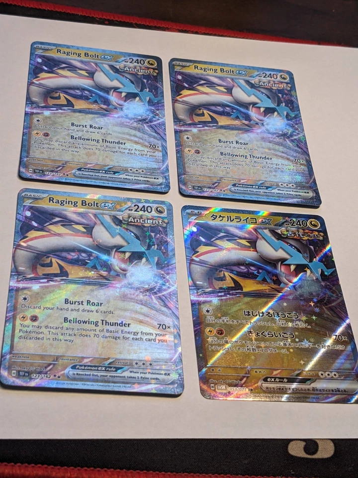 4x PLAYSET - MINT Raging Bolt ex Double Rare SV05: Temporal Forces 123/162 NM - Image 3 of 4