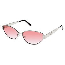 YOGFIT Trendy Polarized Sunglasses for Women 145 MM, Silver Frame/Red Lens
