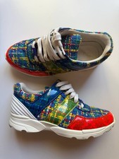Chanel Women's Tweed CC Logo Runner Sneakers Multicolor EU 38 US 8 Auth G31711