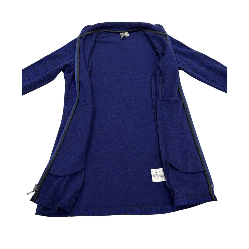 Ibex Jacket Coat Juliet Womens Size XS Blue Jacquard Merino Wool Knit Full Zip - Image 4 of 4