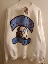 Tennessee Oilers Sweatshirt Mens L White NFL Football Pro Logo Athletic W/ Tags