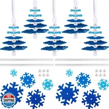Buryeah 50 Sets Blue Snowflake Layered Christmas Ornament Craft Kit Makes Sma
