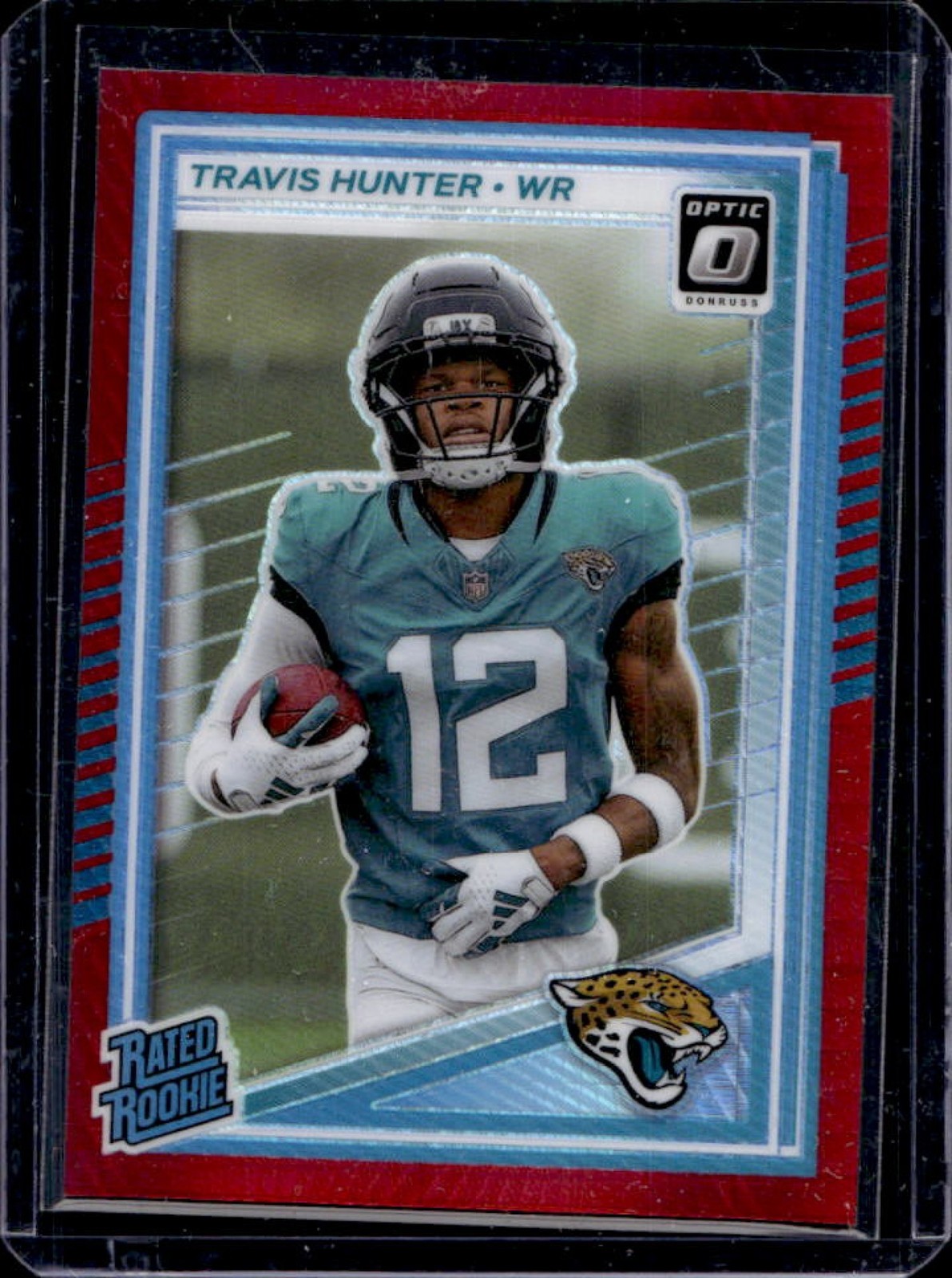 2025 Panini Donruss Optic Travis Hunter Rated Rookie Red Hyper Prizm #201