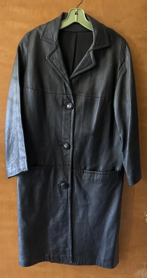 Clayton Leather Originals Black Leather Coat 1960’s - Image 3 of 4