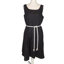Talbots Women's Black Irish Linen Fit and Flare Sleeveless Dress Size 12