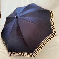 Folding Umbrella FENDI Zucca Logo Navy Compact Rain Umbrella Accessories Vintage